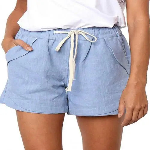 Casual Drawstring Linen Shorts