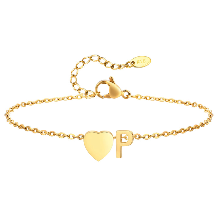 Adjustable Heart Initial Anklet