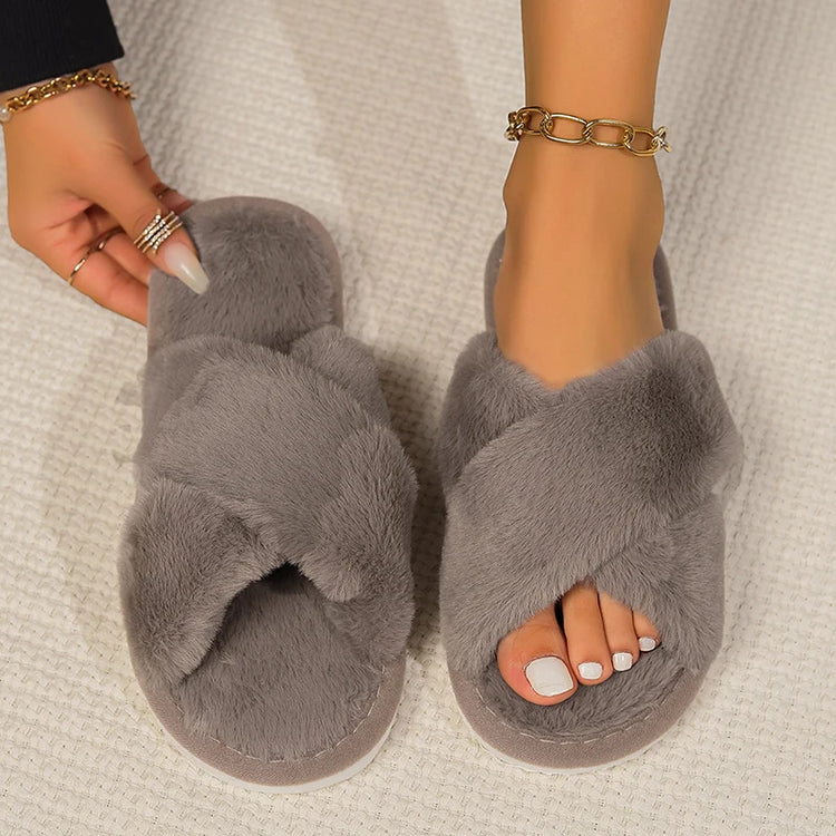 Fluffy Open Toe Slippers