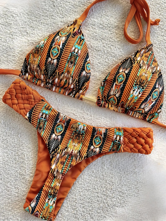 Printed Mini Thong Bikini