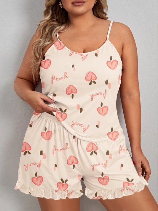 Plus Size Peaches Cami & Short Pajama Set