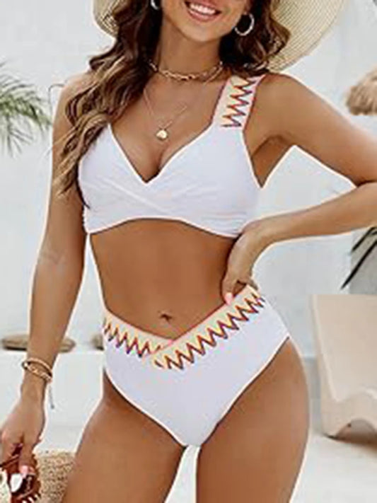 V Neck Color Strap Bikini