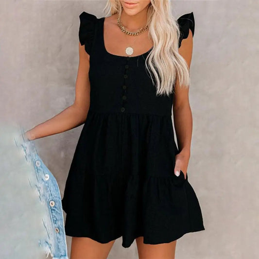 Solid Colored Babydoll Romper