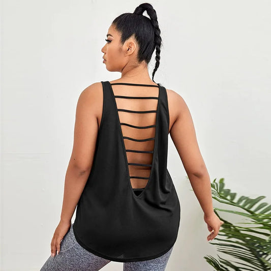 Plus SIze Loose Back Cutout ActiveTop