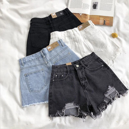 Ripped Denim Short Shorts