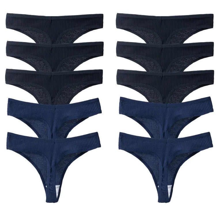 10 Piece Set Of Striped Thong Panties