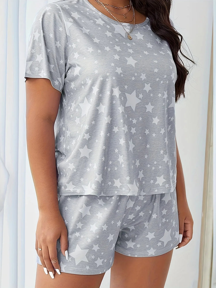 Plus Size Short Sleeve Pajama Set