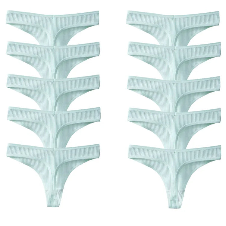 10 Piece Set Of Striped Thong Panties