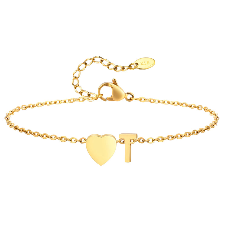 Adjustable Heart Initial Anklet