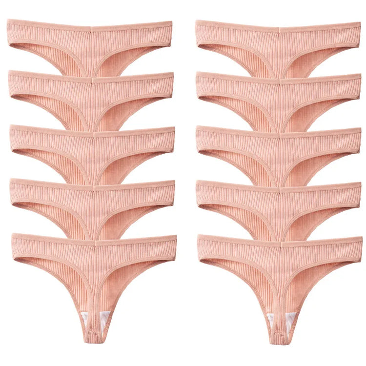 10 Piece Set Of Striped Thong Panties