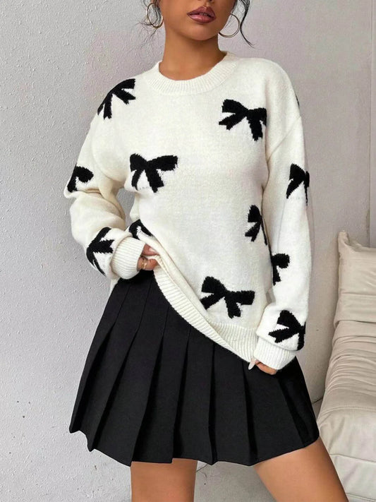 Bow Print Cozy Sweater