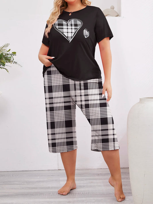 Plus Size Plaid Heart Pajamas