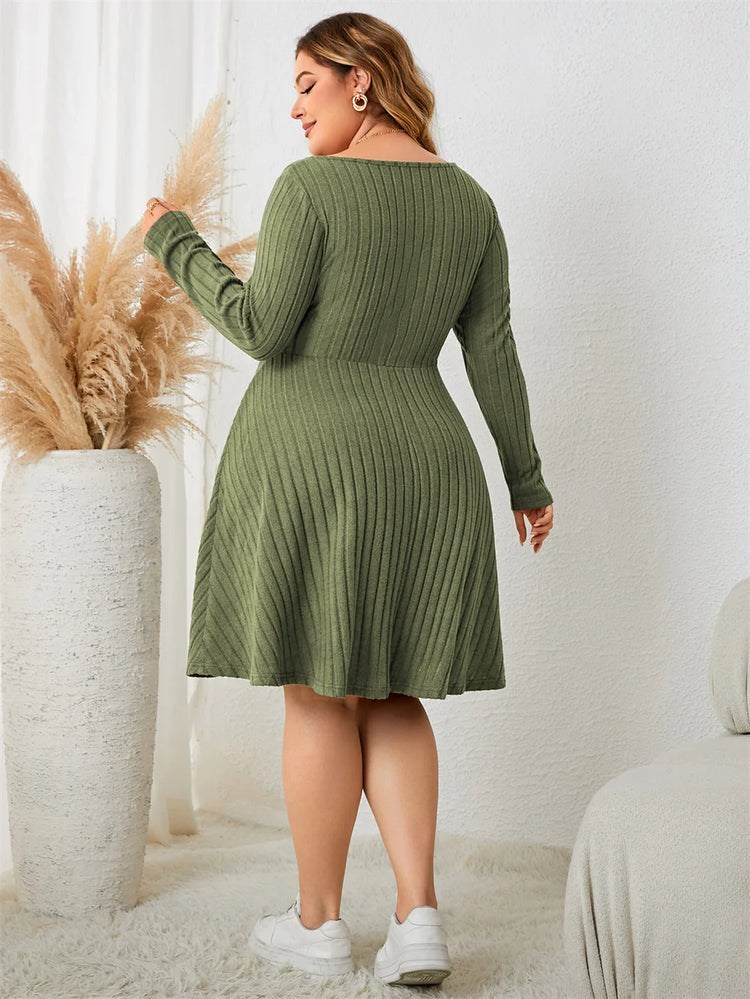 Plus Size Sweetheart Neck Knot Front A-Line Dress