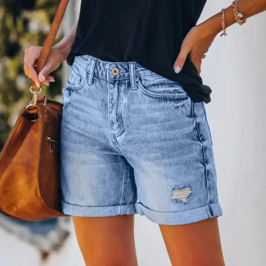 Longer Length Denim Shorts