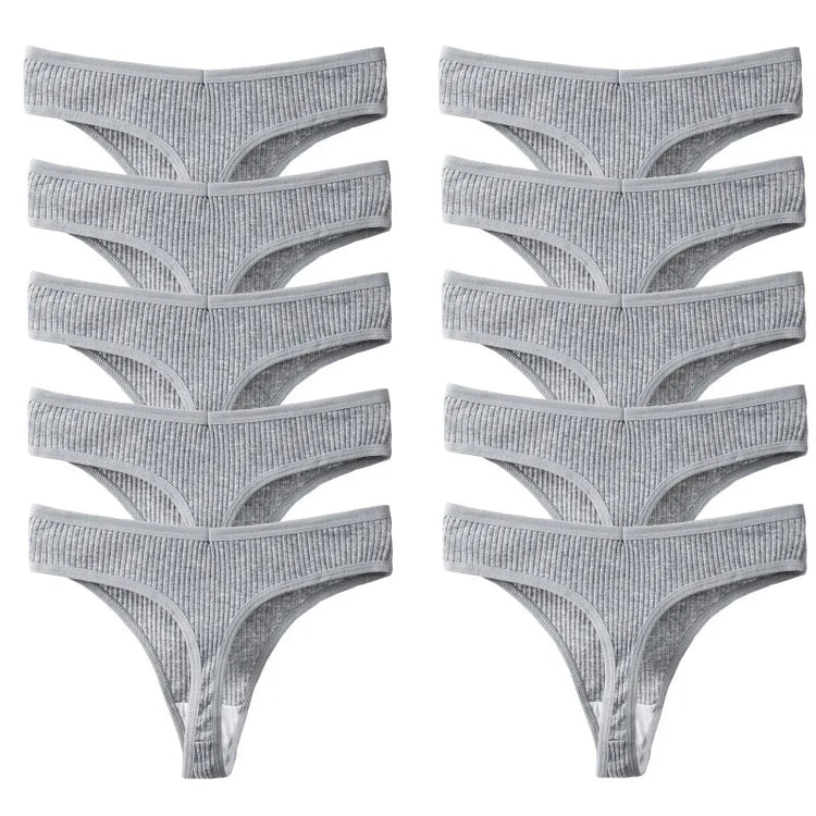 10 Piece Set Of Striped Thong Panties