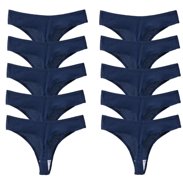 10 Piece Set Of Striped Thong Panties