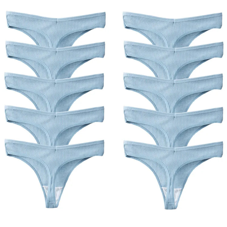 10 Piece Set Of Striped Thong Panties