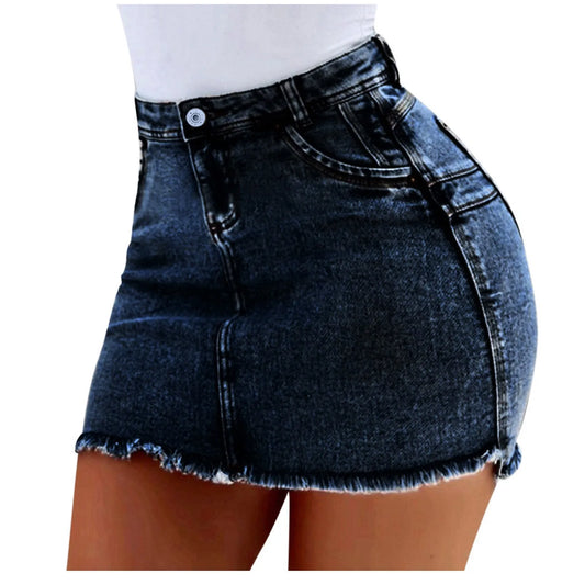 Sexy Washed Denim Mini Skirt