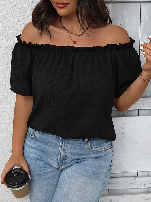 Plus Size Black Off The Shoulder Top