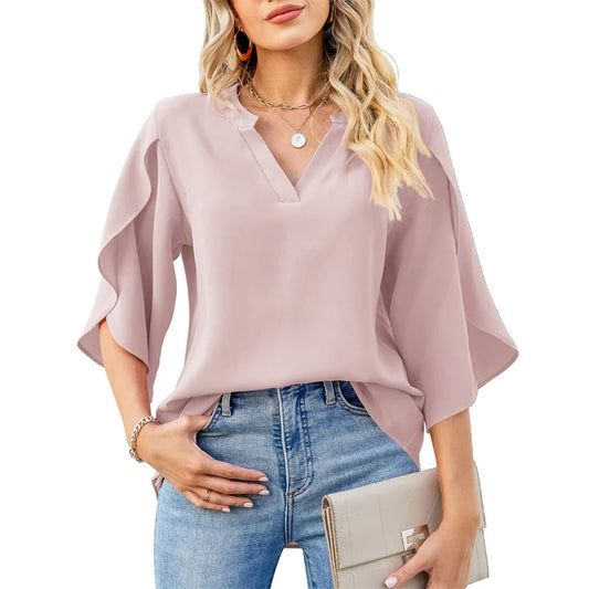 Casual Chiffon Short Flare Blouse