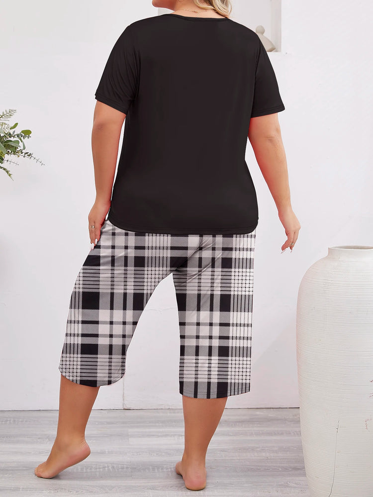 Plus Size Plaid Heart Pajamas