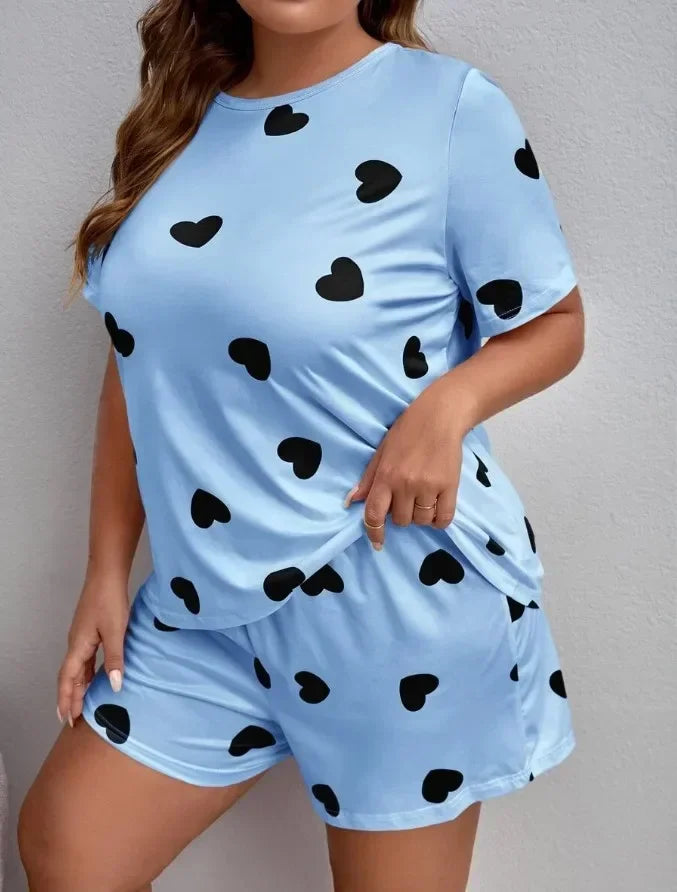 Plus Size Short Sleeve Pajama Set