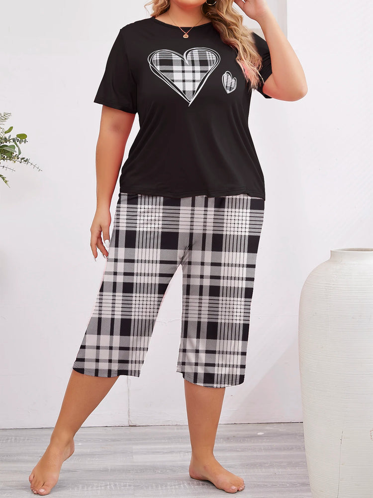 Plus Size Plaid Heart Pajamas