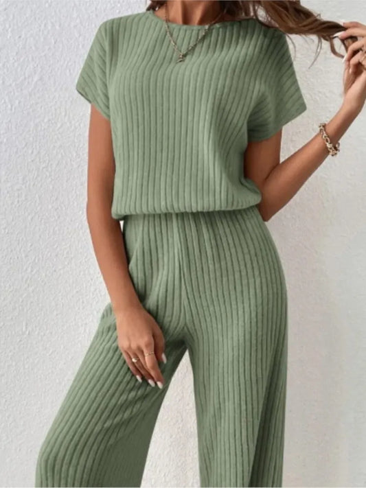 Knit Ribbed Top & Wide Pant Co-ord