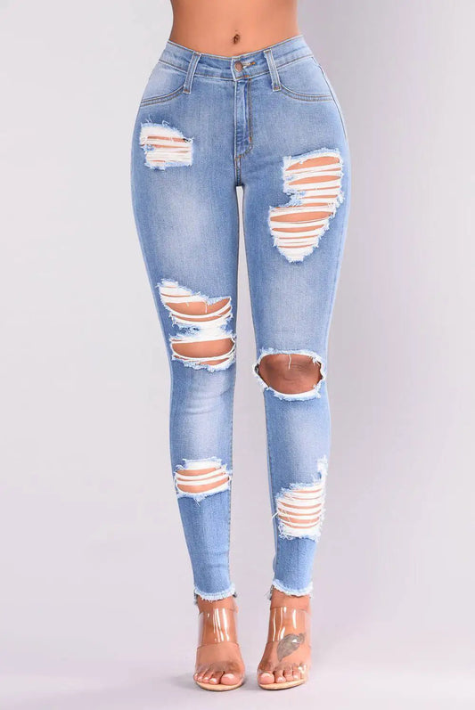 Stretch Ripped Denim Skinny Jeans