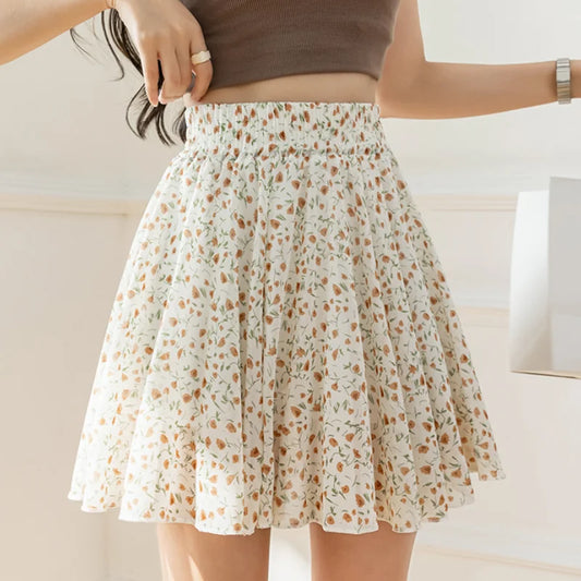 High Waisted Floral Loose Casual Minimalist A-Line Skirt