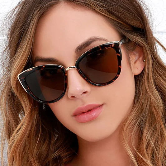 Cat Eye Sunglasses Metal Rim