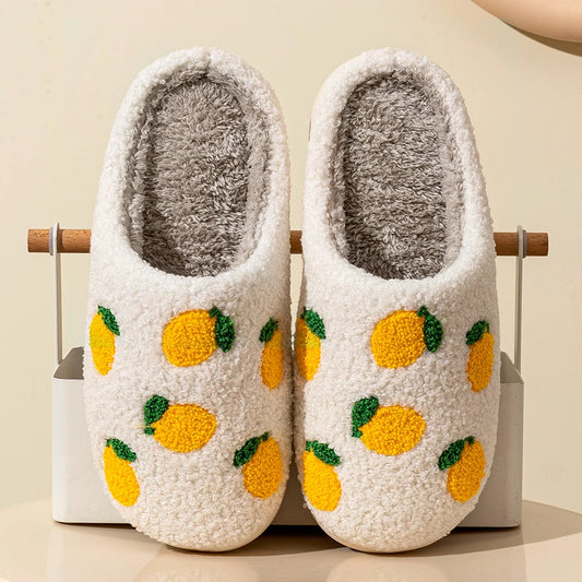 Cute Fruit Embroidered Slippers