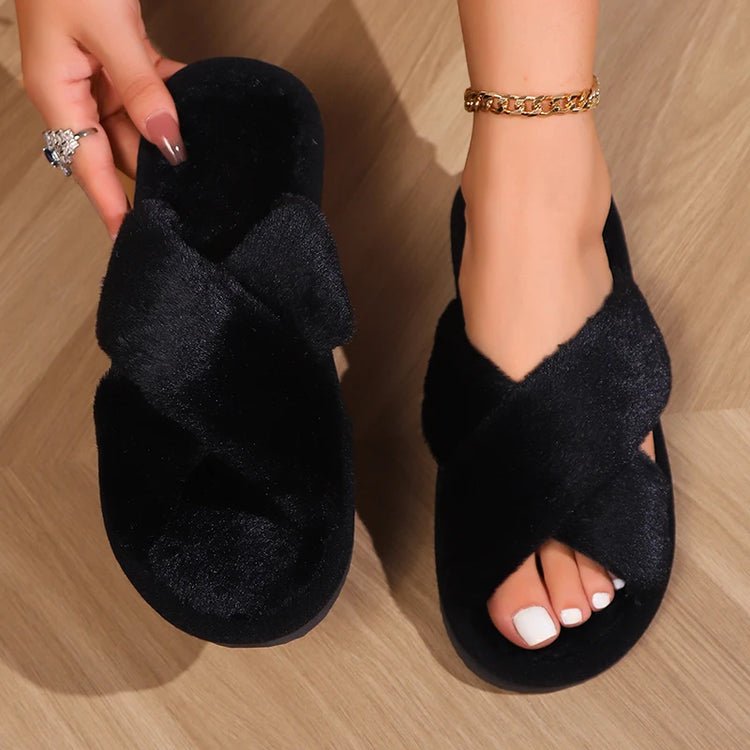 Fluffy Open Toe Slippers