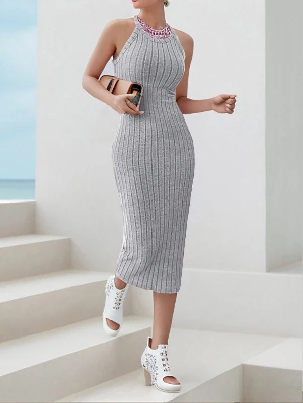 Long Knit Body Con Dress