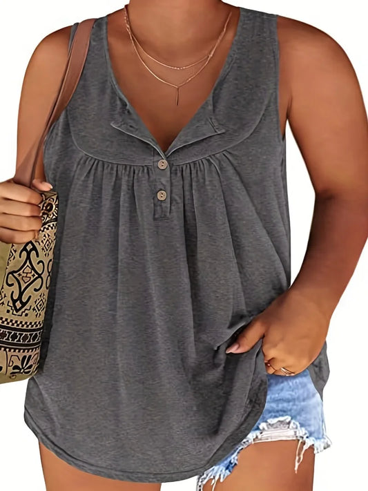 Plus Size Ruched Loose Fit Tank Top