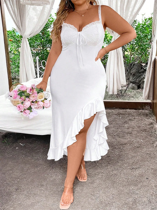 Plus Size Summer Solid Color Side Split Dress