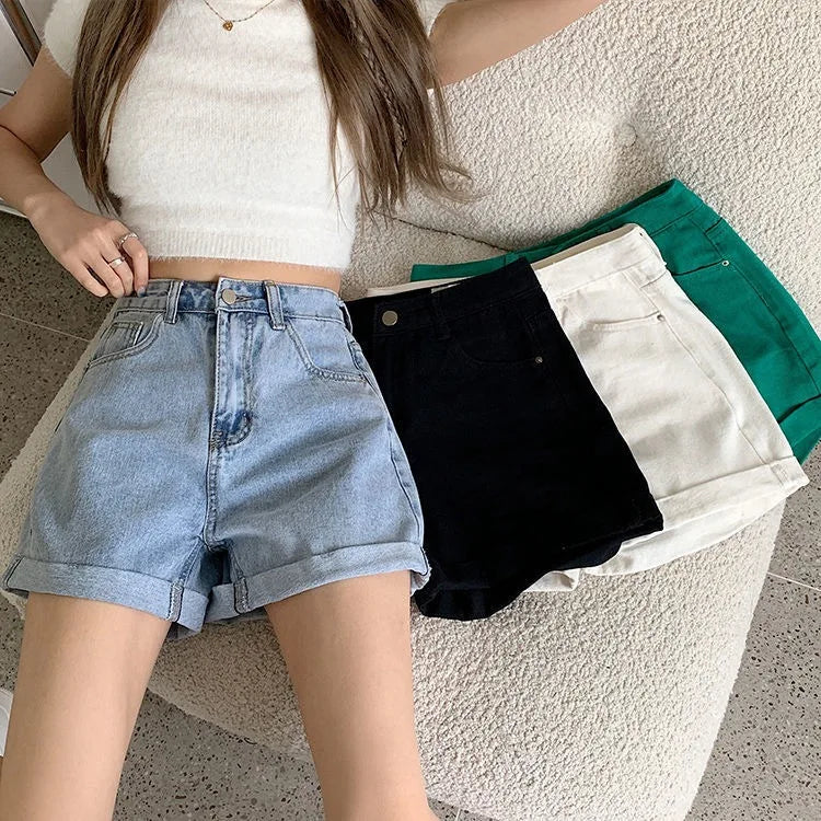 High Waist Vintage Loose Denim Shorts