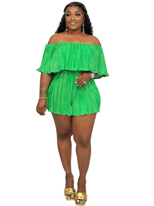 Plus Size Sweet Casual Off Shoulder Romper