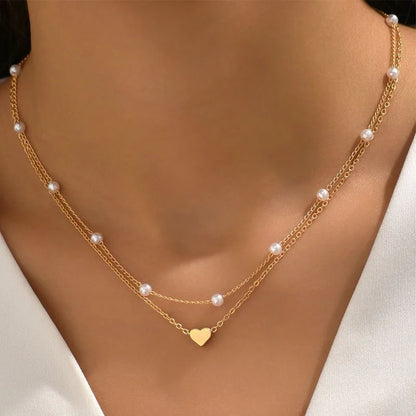 3 Piece Pearl Heart Necklace