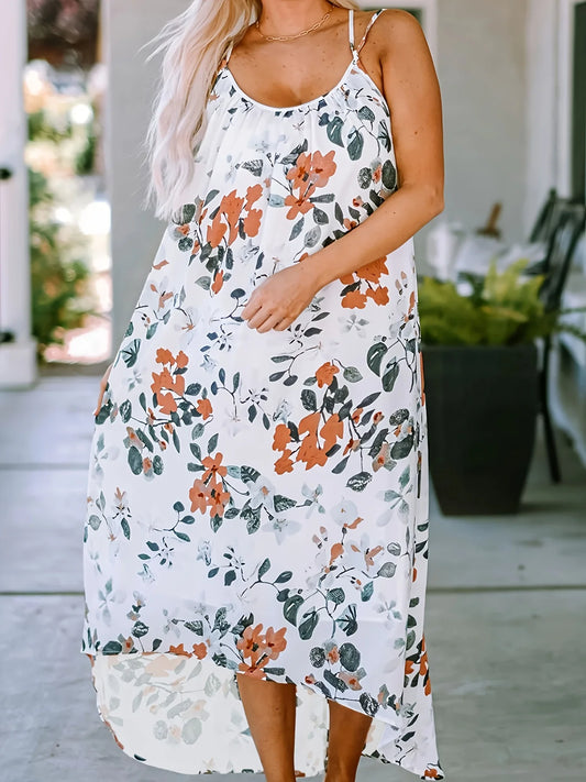 Plus Size Floral Print Tank Dress,