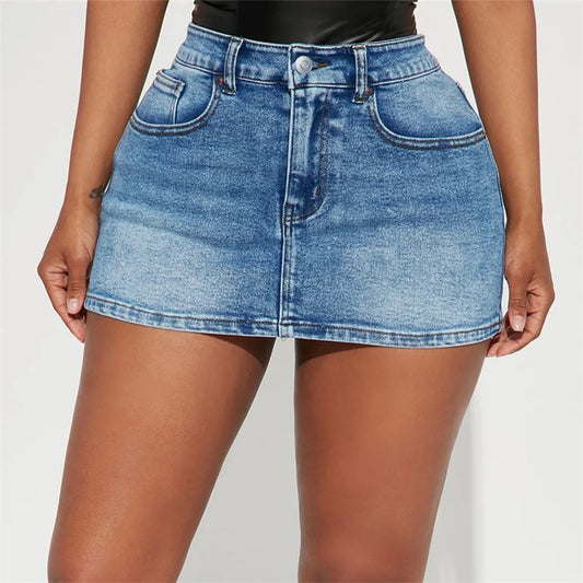 Sexy High Waisted Mini Denim Skirt