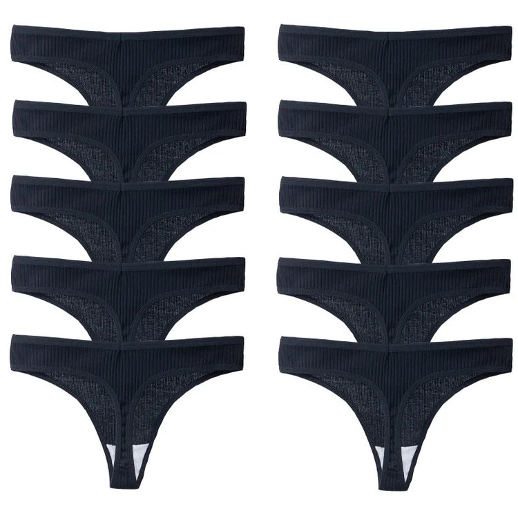 10 Piece Set Of Striped Thong Panties