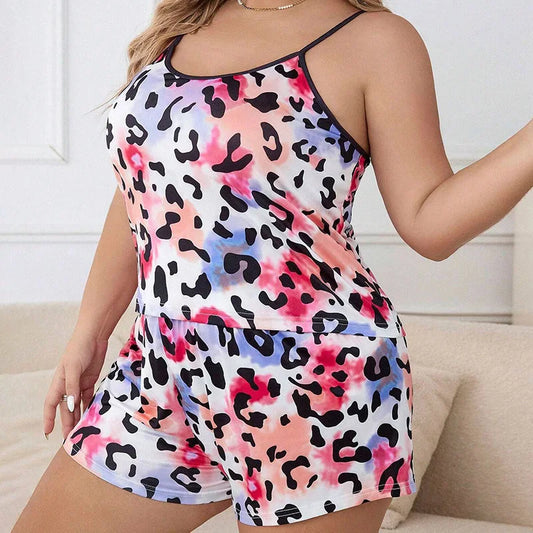 Plus Size Printed Cami & Short Pajama Set