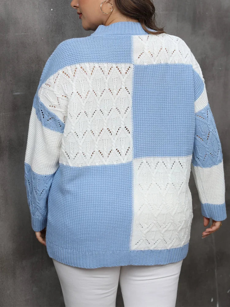 Plus Size Color Block Knitted Sweater