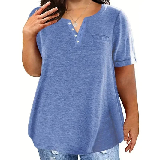 Plus Size Loose Fit V Neck Top