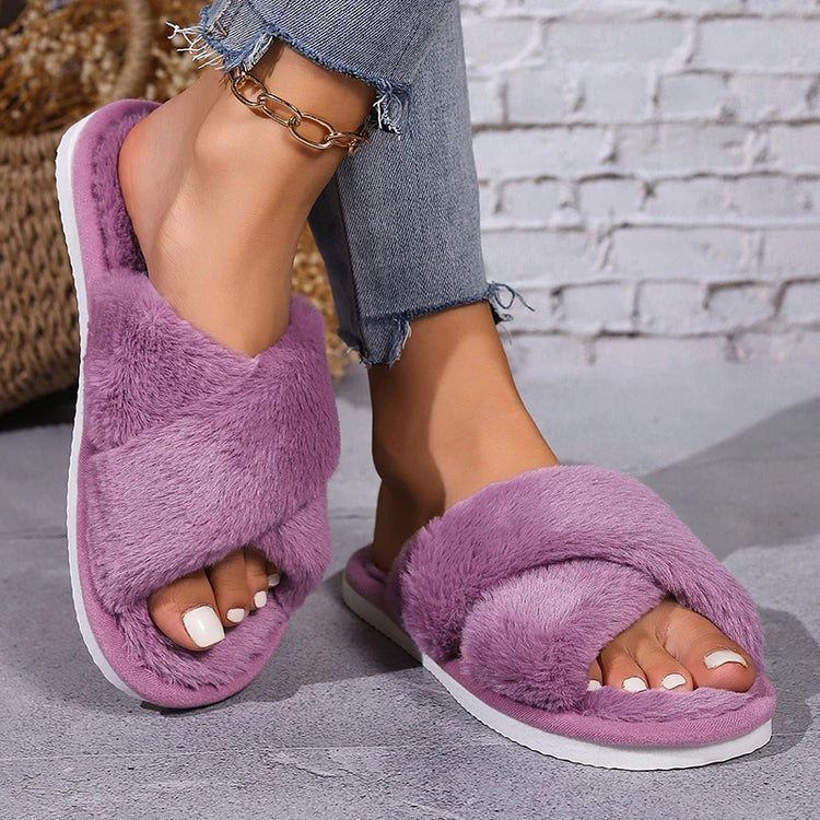 Fluffy Open Toe Slippers