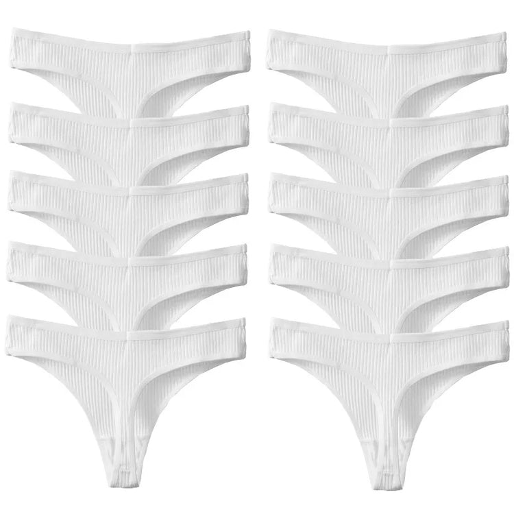 10 Piece Set Of Striped Thong Panties