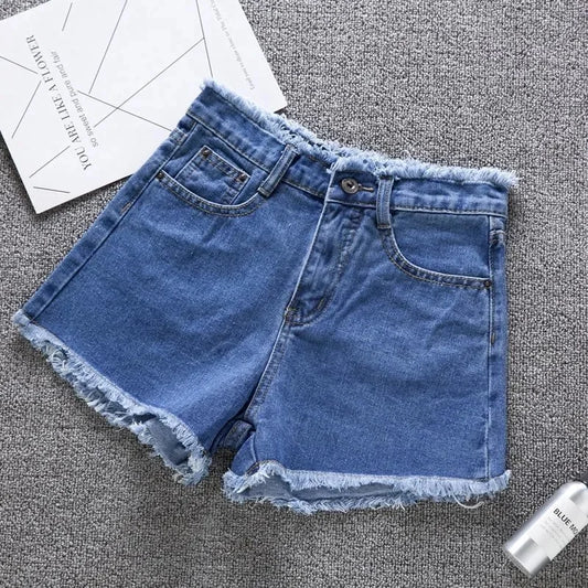 Fringe Edge High Waisted Denim Shorts