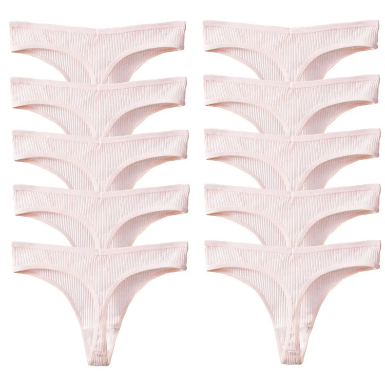 10 Piece Set Of Striped Thong Panties