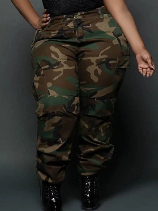 Plus Size Pants Women Camouflage Cargo Casual Loose Jogging Trousers